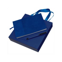 Набор блокнот в гибкой обложке А5 и металлическая шариковая ручка "Nabokov", синий