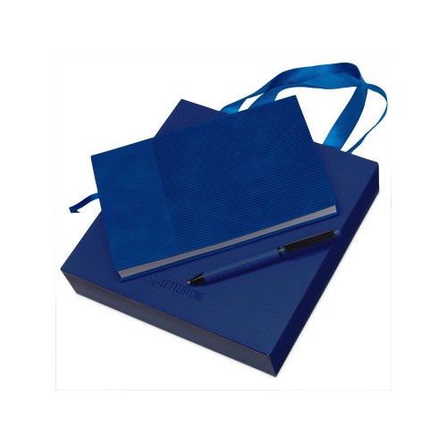 Набор блокнот в гибкой обложке А5 и металлическая шариковая ручка "Nabokov", синий