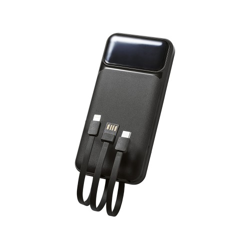 Подарочный набор "Tesla" с блокнотом А5, ручкой и пауэрбенком на 10 000 mAh, черный