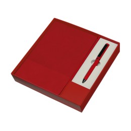 Набор блокнот в гибкой обложке А5 и металлическая шариковая ручка "Nabokov", красный