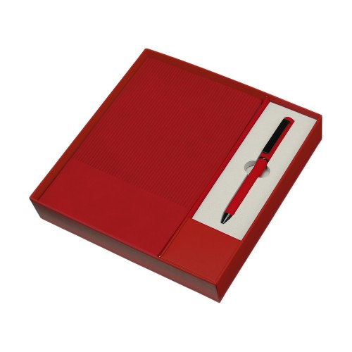 Набор блокнот в гибкой обложке А5 и металлическая шариковая ручка "Nabokov", красный