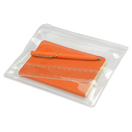 Набор канцелярский "Softy": блокнот, линейка, ручка, пенал, оранжевый