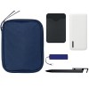 Подарочный набор с флешкой, повербанком и ручкой, темно-синий