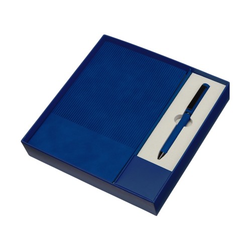 Набор блокнот в гибкой обложке А5 и металлическая шариковая ручка "Nabokov", синий