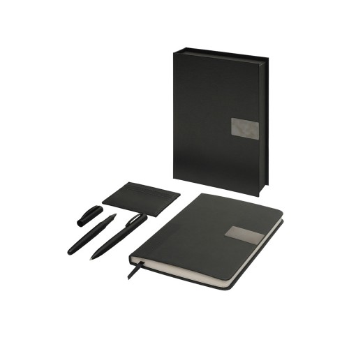 Подарочный набор "Goethe" с блокнотом А5, 2-мя ручками и картхолдером, черный