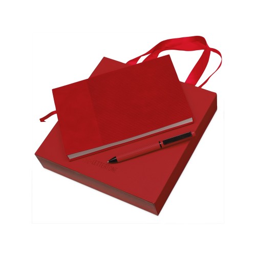 Набор блокнот в гибкой обложке А5 и металлическая шариковая ручка "Nabokov", красный