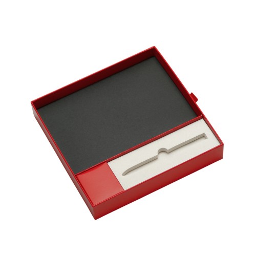 Набор блокнот в гибкой обложке А5 и металлическая шариковая ручка "Nabokov", красный