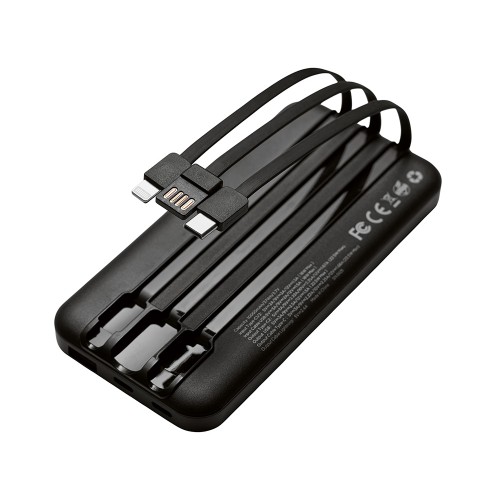 Подарочный набор "Tesla" с блокнотом А5, ручкой и пауэрбенком на 10 000 mAh, черный