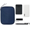 Подарочный набор с флешкой, повербанком и ручкой, темно-синий/черный