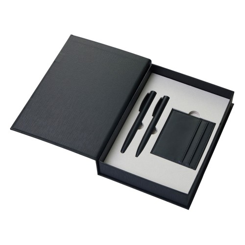 Подарочный набор "Goethe" с блокнотом А5, 2-мя ручками и картхолдером, черный