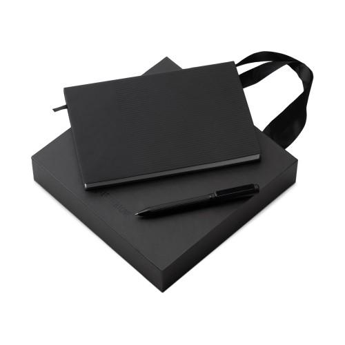 Набор блокнот в гибкой обложке А5 и металлическая шариковая ручка "Nabokov", черный