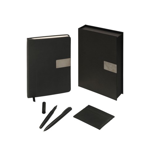 Подарочный набор "Goethe" с блокнотом А5, 2-мя ручками и картхолдером, черный