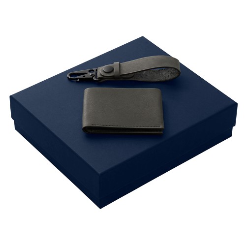 Подарочный набор Long River: кошелек, ремешок для ключей (без лого Long River), синяя коробка