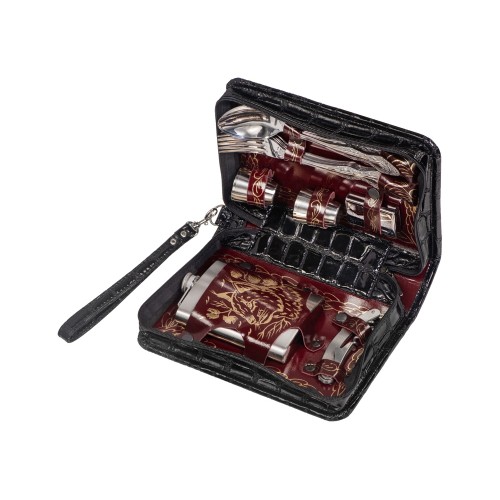 Набор "Дорожный" на 4 персоны в барсетке с худ. выжиганием