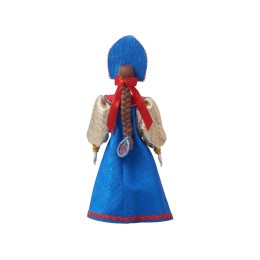 Подарочный набор: кукла фарфоровая, чай "Малина с мятой", синий