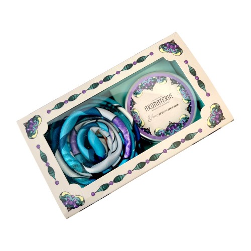 Набор: платок «Каменный цветок» и свеча «Утонченность»