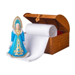 Подарочный набор: кукла фарфоровая, плед флисовый, синий/белый