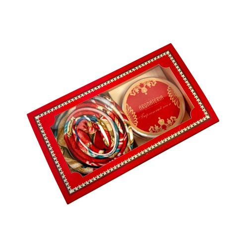 Набор: платок «Кремль – Москва» и свеча «Бархатный пион»