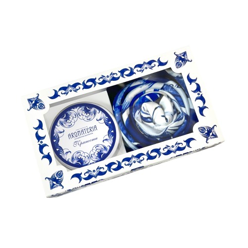 Набор: платок «Гжель» и свеча «Птица счастья»