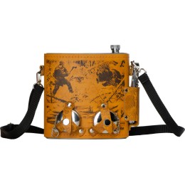 Набор «Подарочный»: фляга 510/2(рыжая кожа), 1,5 л+ 2 стаканчика+нож