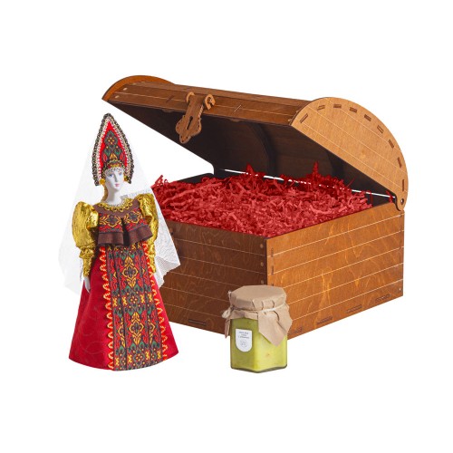 Подарочный набор: кукла фарфоровая, крем-мед, красный