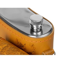 Набор «Подарочный»: фляга 511/2 (рыжая кожа), 2л+2 стаканчика+2 вилки