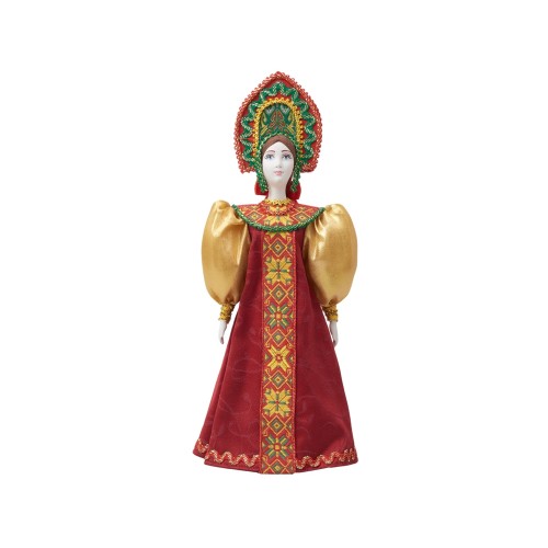 Подарочный набор: кукла фарфоровая, чай "Малина с мятой", красный