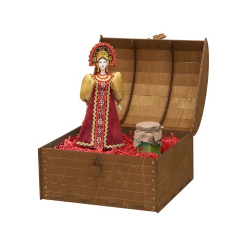 Подарочный набор: кукла фарфоровая, крем-мед, красный