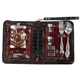 Набор "Дорожный" на 4 персоны в барсетке с худ. выжиганием