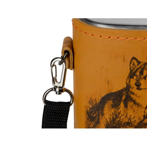 Набор «Подарочный»: фляга 511/2 (рыжая кожа), 2л+2 стаканчика+2 вилки