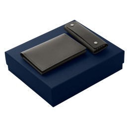 Подарочный набор Long River: обложка для паспорта, ключница (без лого Long River), синяя коробка