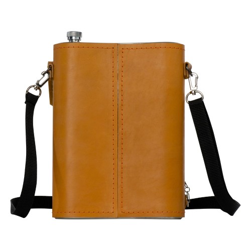 Набор «Подарочный»: фляга 511/2 (рыжая кожа), 2л+2 стаканчика+2 вилки