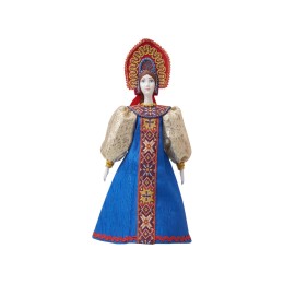 Подарочный набор: кукла фарфоровая, чай "Малина с мятой", синий