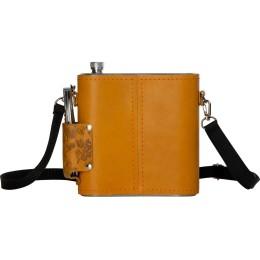 Набор «Подарочный»: фляга 510/2(рыжая кожа), 1,5 л+ 2 стаканчика+нож