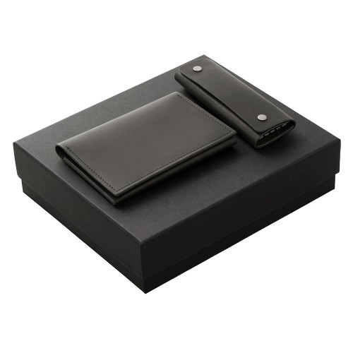 Подарочный набор Long River: обложка для паспорта, ключница (без лого Long River), черная коробка