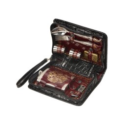 Набор "Дорожный" на 4 персоны в барсетке с худ. выжиганием (герб)