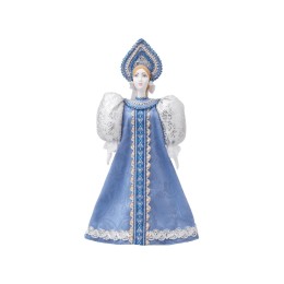 Подарочный набор: кукла фарфоровая, чай "Малина с мятой", голубой