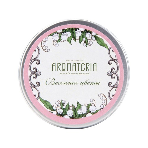 Набор: платок «Ландыши» и свеча «Весенние цветы»