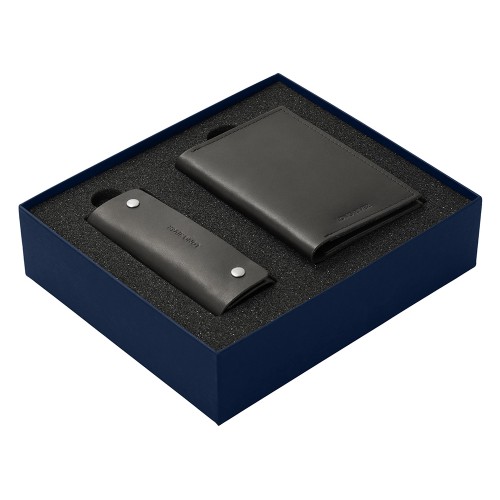 Подарочный набор Long River: обложка для паспорта, ключница, синяя коробка