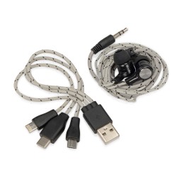 Набор с наушниками и зарядным кабелем 3-в-1 "In motion", серый