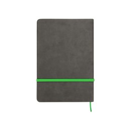 Блокнот «Color» линованный А5 в твердой обложке с резинкой, серый/зеленое яблоко