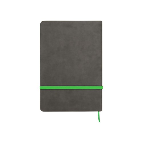 Блокнот «Color» линованный А5 в твердой обложке с резинкой, серый/зеленое яблоко