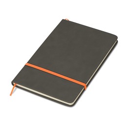 Блокнот «Color» линованный А5 в твердой обложке с резинкой, серый/оранжевый