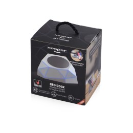 Док-станция «Geo Dock» с быстрой беспроводной зарядкой, серебристый с синей подсветкой. XOOPAR