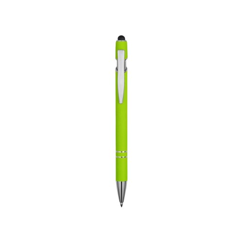 Ручка металлическая soft-touch шариковая со стилусом «Sway», зеленое яблоко/серебристый
