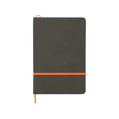 Блокнот «Color» линованный А5 в твердой обложке с резинкой, серый/оранжевый