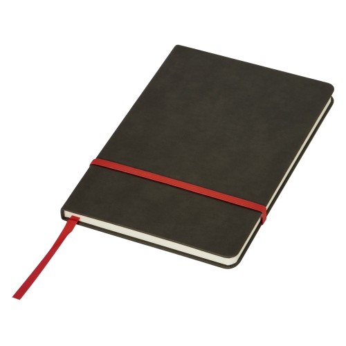 Блокнот «Color» линованный А5 в твердой обложке с резинкой, серый/красный