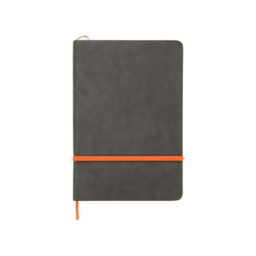 Блокнот «Color» линованный А5 в твердой обложке с резинкой, серый/оранжевый (P)