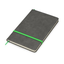 Блокнот «Color» линованный А5 в твердой обложке с резинкой, серый/зеленое яблоко