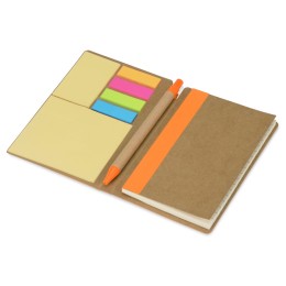 Блокнот А6 «Write and stick» с ручкой и набором стикеров, оранжевый